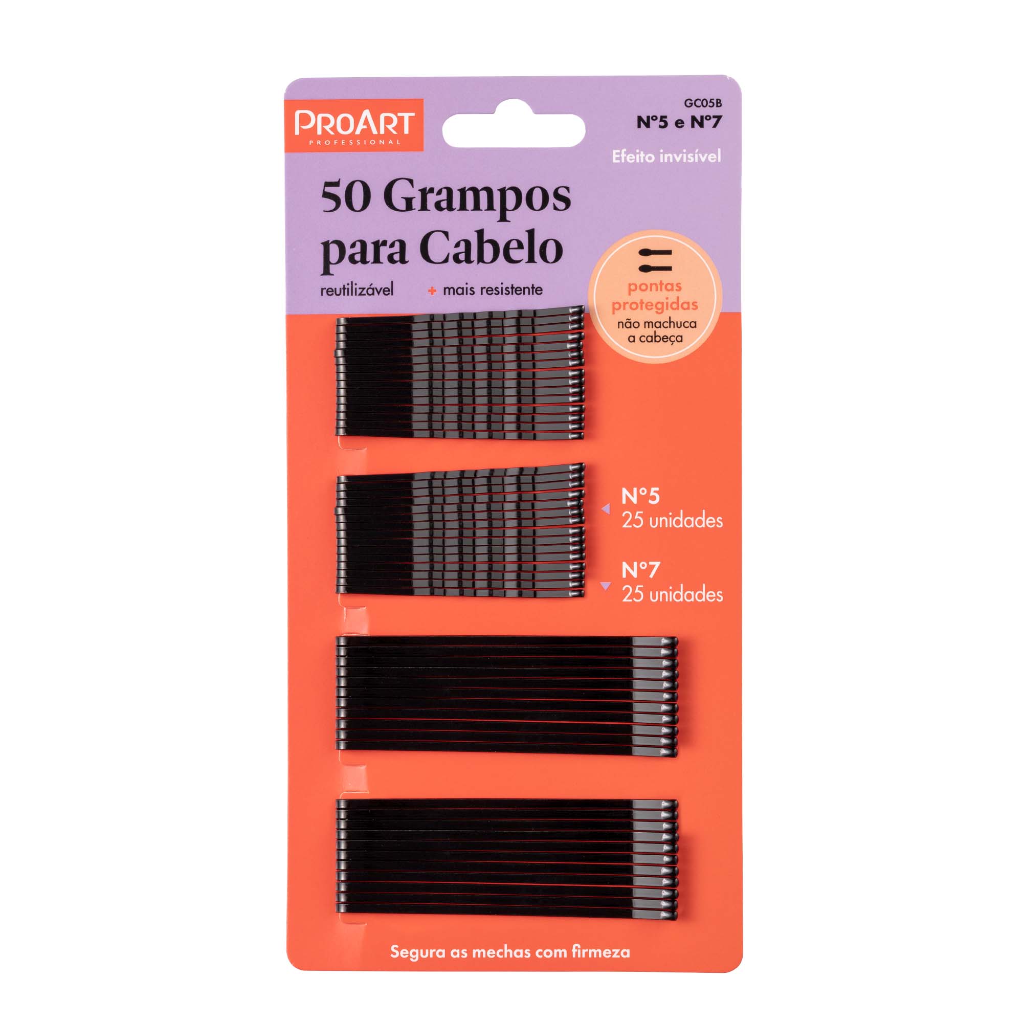 Grampo de Cabelo Preto N5 e N7 Caixa com 25 unidades de Cada ProArt