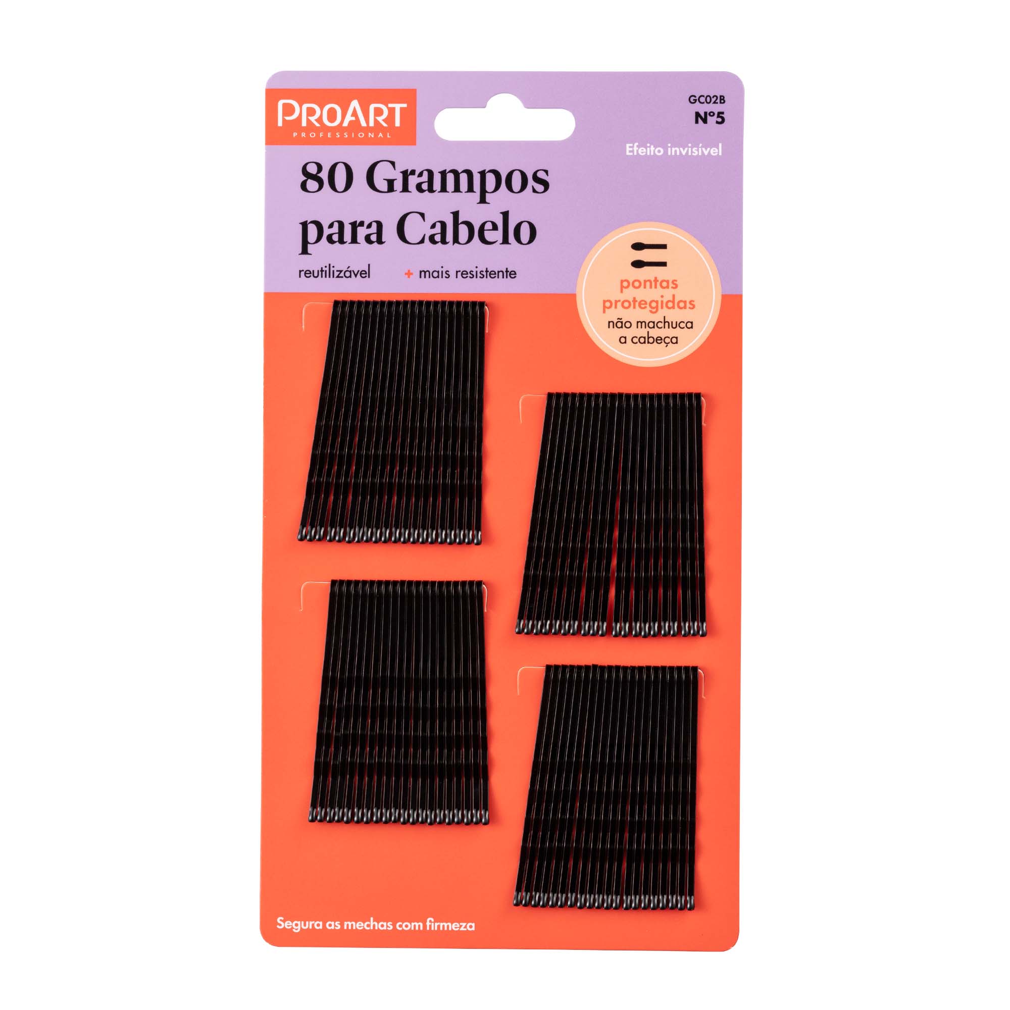 Grampo De Cabelo Preto N5 80 Unidades Proart