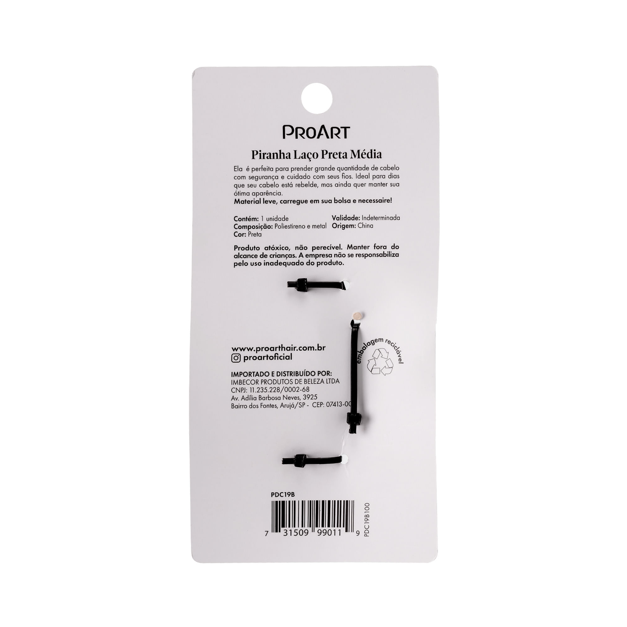 Piranha Laço Preta Média ProArt