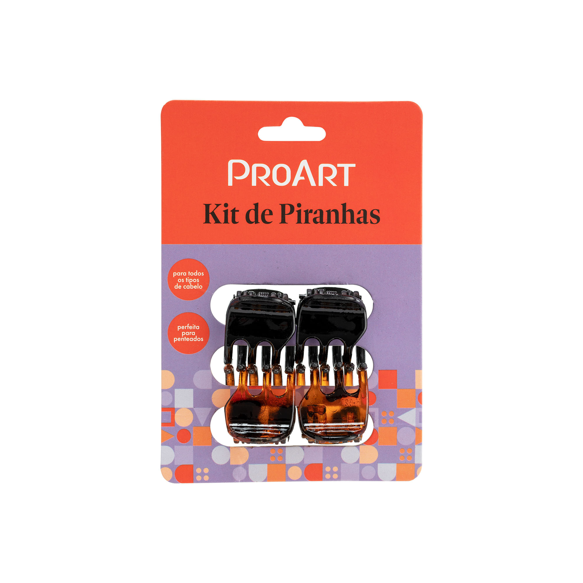 Kit Piranhas de Cabelo 4 unidades Sortidos ProArt Preto e Marrom