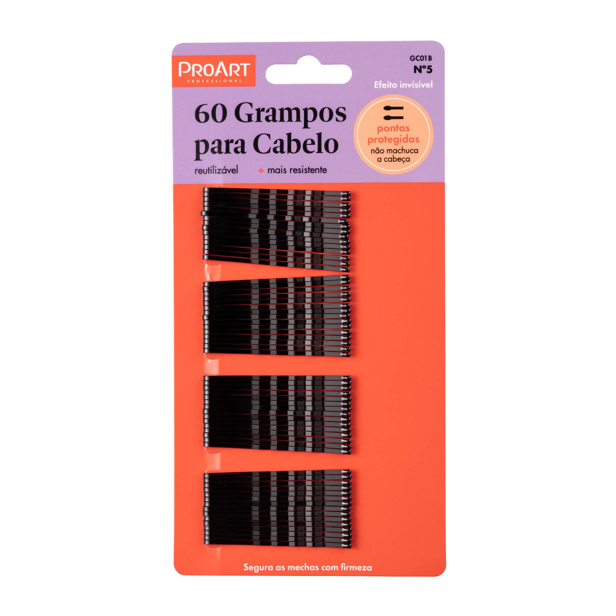 Grampo De Cabelo Preto N5 60 Unidades Proart