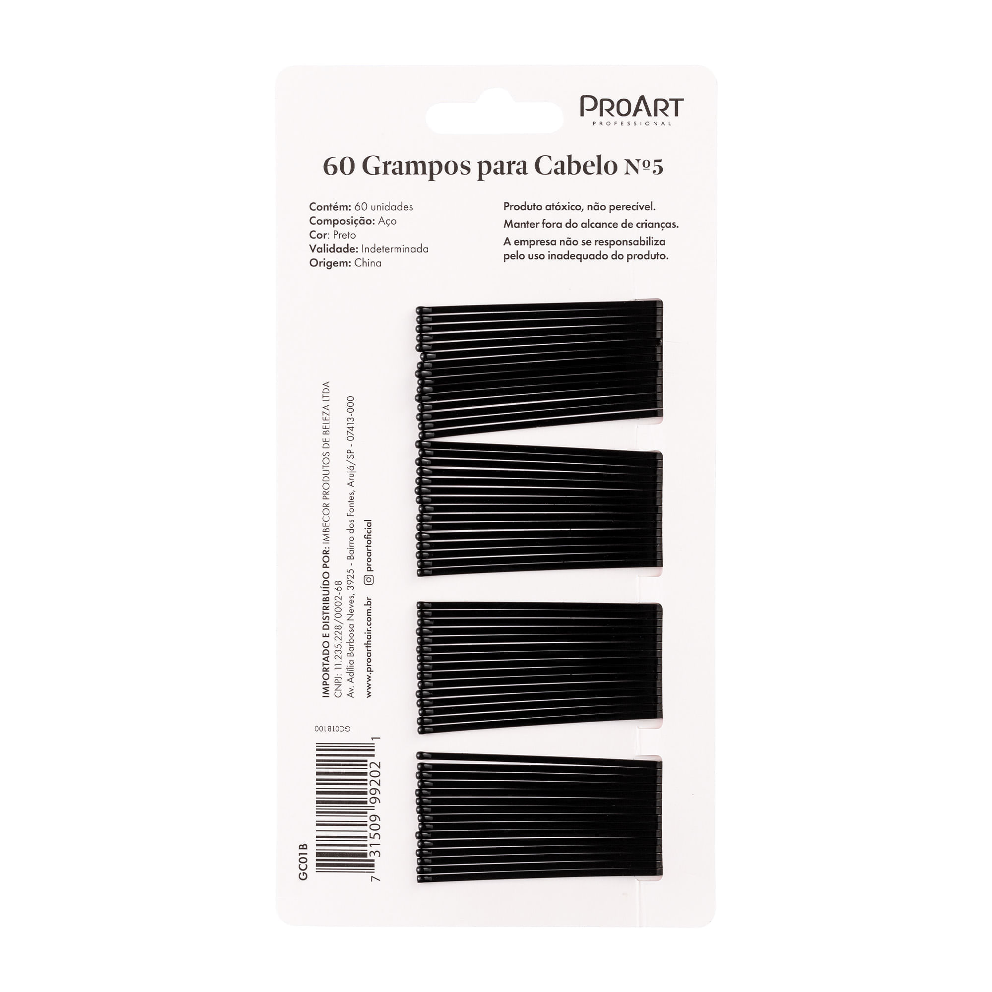 Grampo de Cabelo Preto N5 60 unidades ProArt