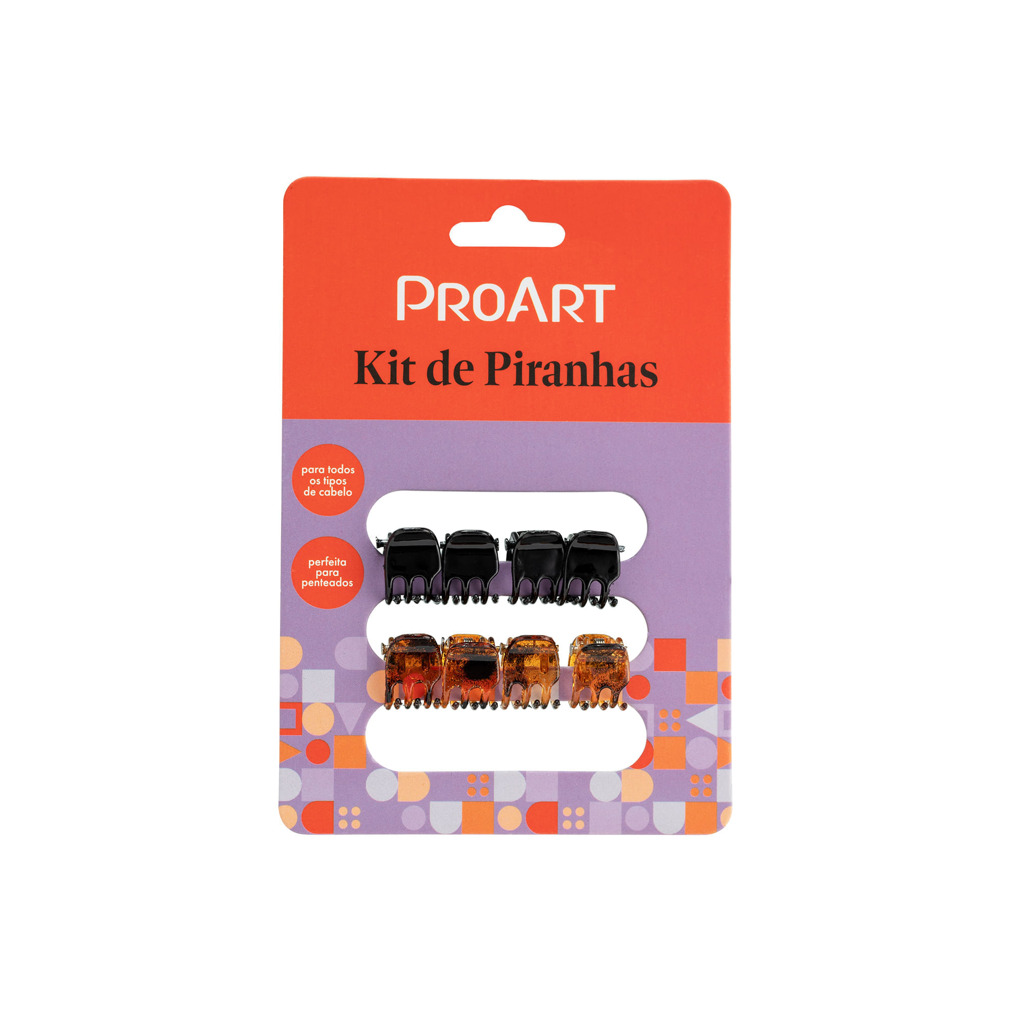 Kit Piranhas de Cabelo 8 uni Sortidos ProArt Preto e Marrom