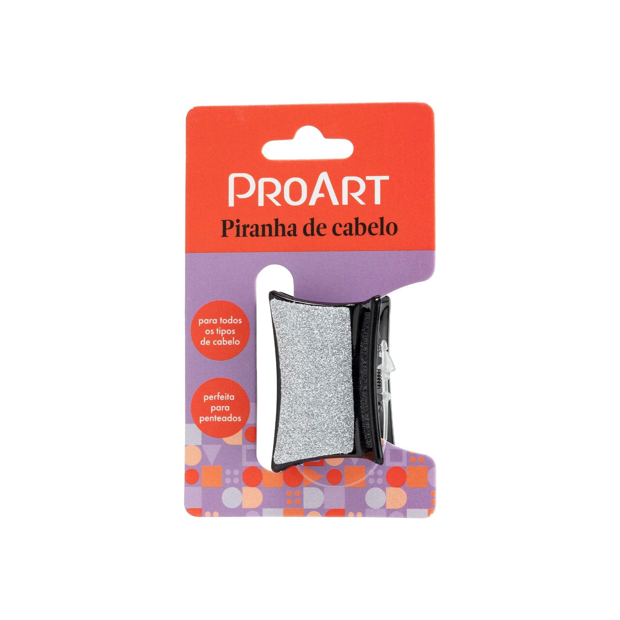 Piranha de cabelo ProArt Brilho Prata Prata.