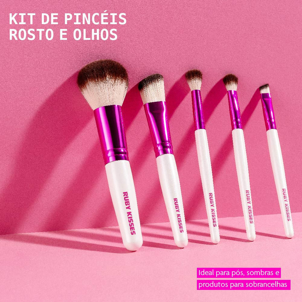 Kit de Pincéis Rosto e Olhos Ruby Kisses Branco