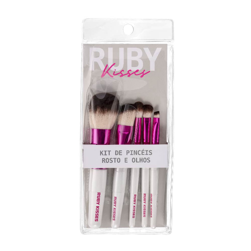 Kit de Pincéis Rosto e Olhos Ruby Kisses Branco
