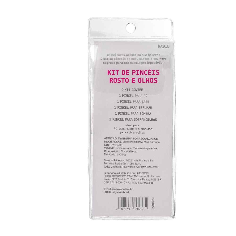 Kit de Pincéis Rosto e Olhos Ruby Kisses Branco