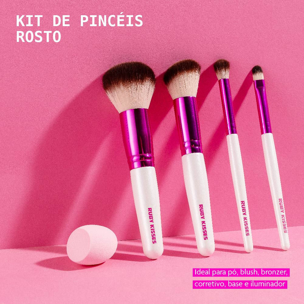 Kit de Pincéis Rosto Ruby Kisses Branco