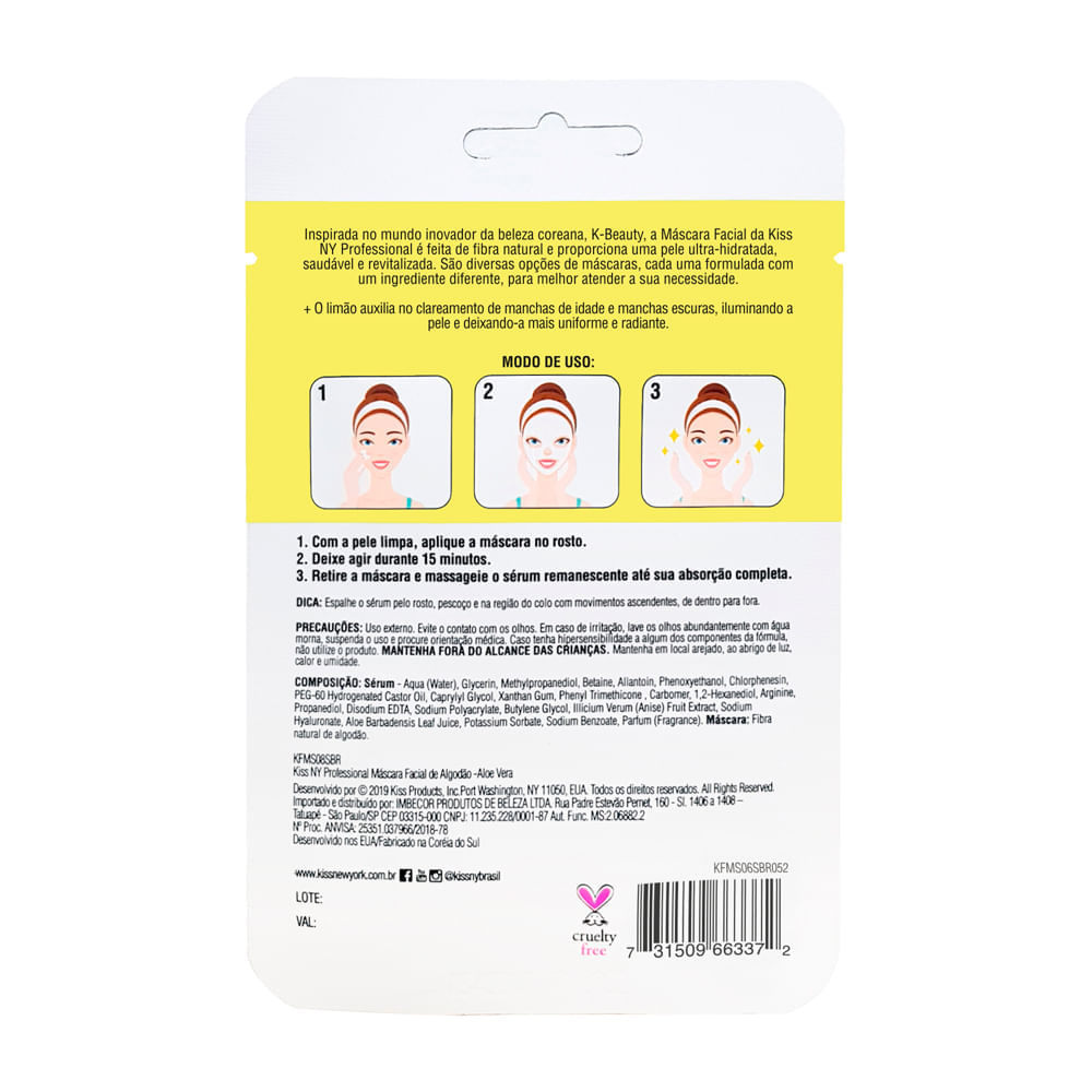 Máscara Facial de Algodão Limão