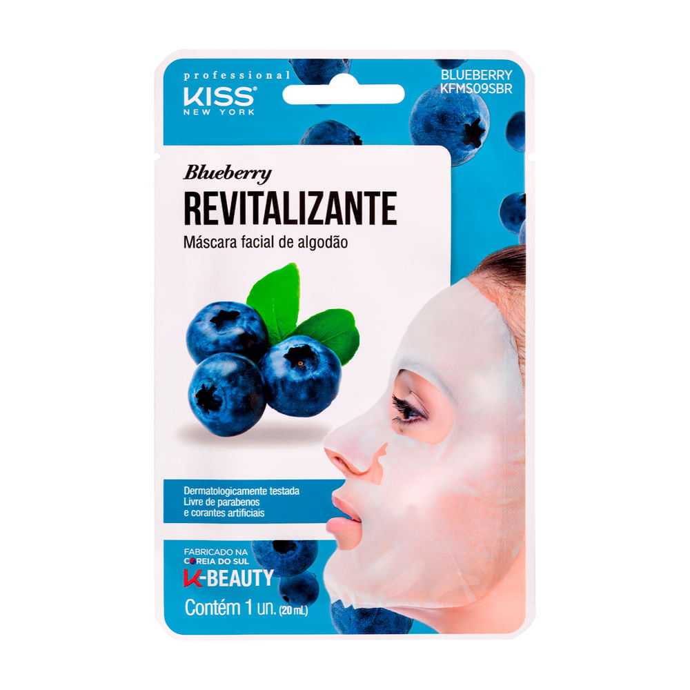Máscara Facial De Algodão Blueberry