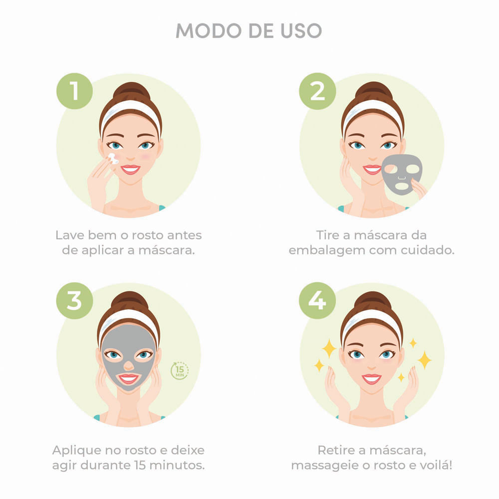 Máscara Facial de Algodão Chá Verde