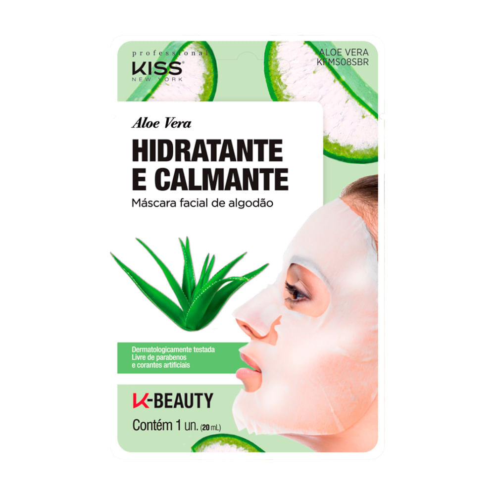 Máscara Facial de Algodão Aloe Vera Kiss New York