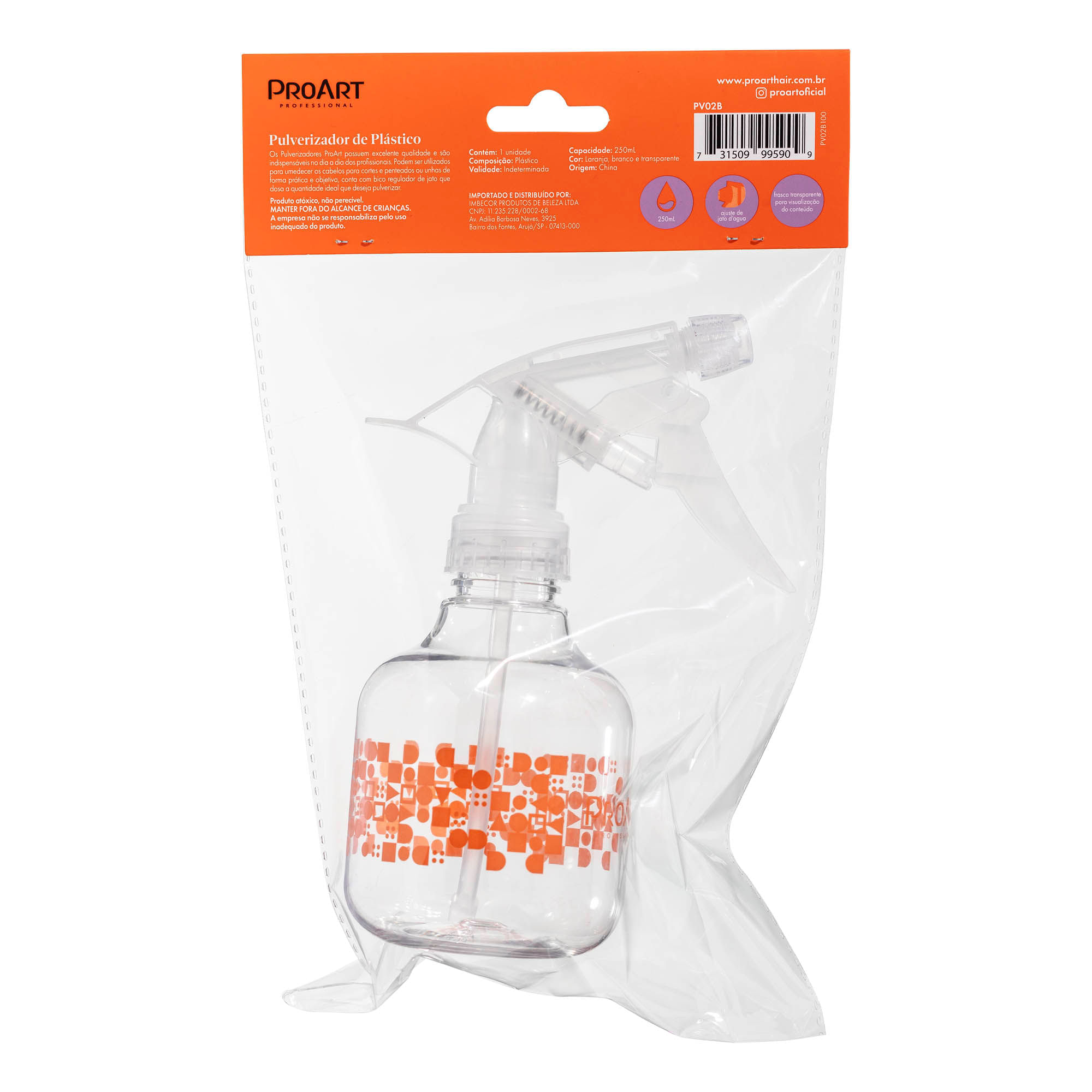 Pulverizador de Plástico 250ml Proart Laranja Laranja