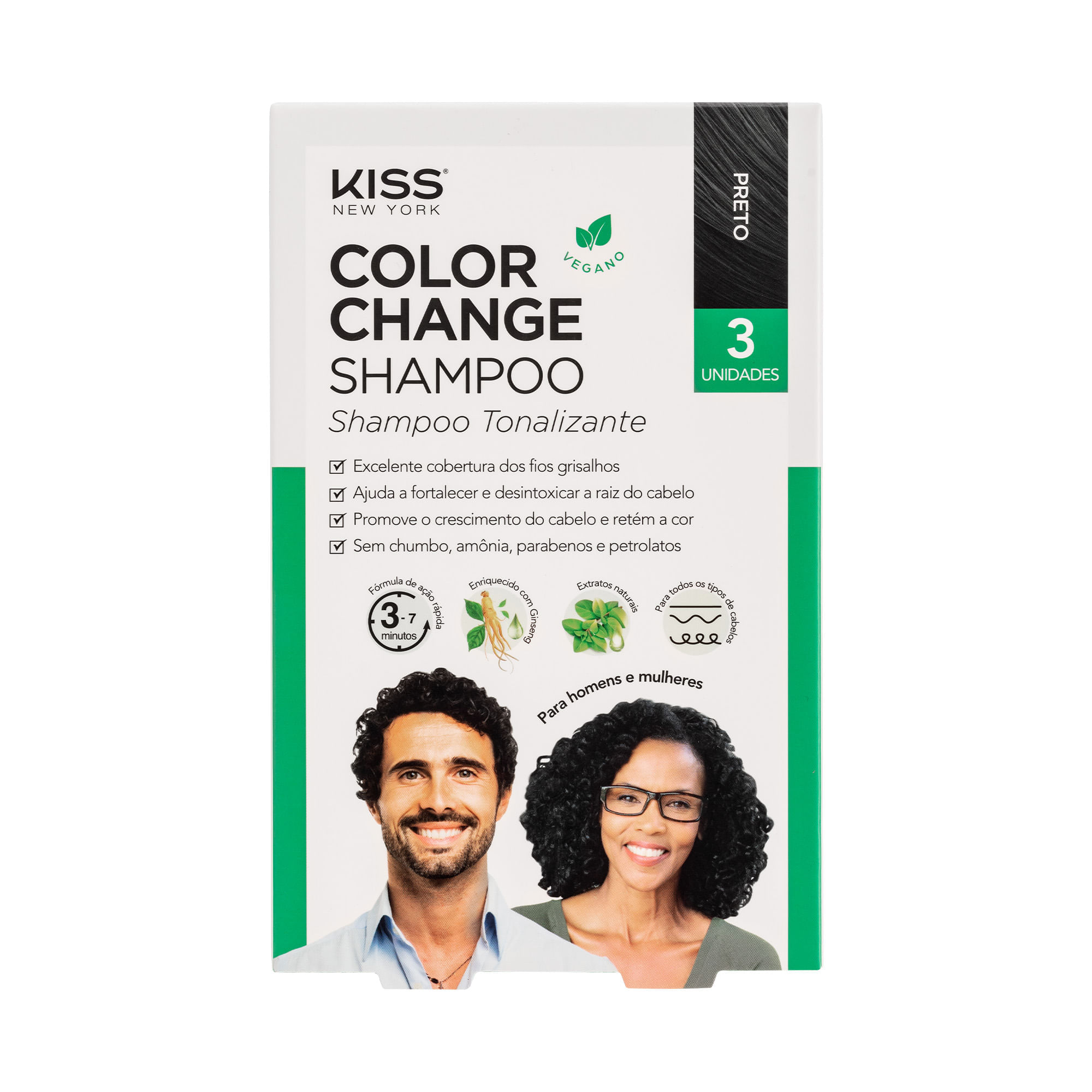 Shampoo Tonalizante Color Change Kiss New York Preto Preto