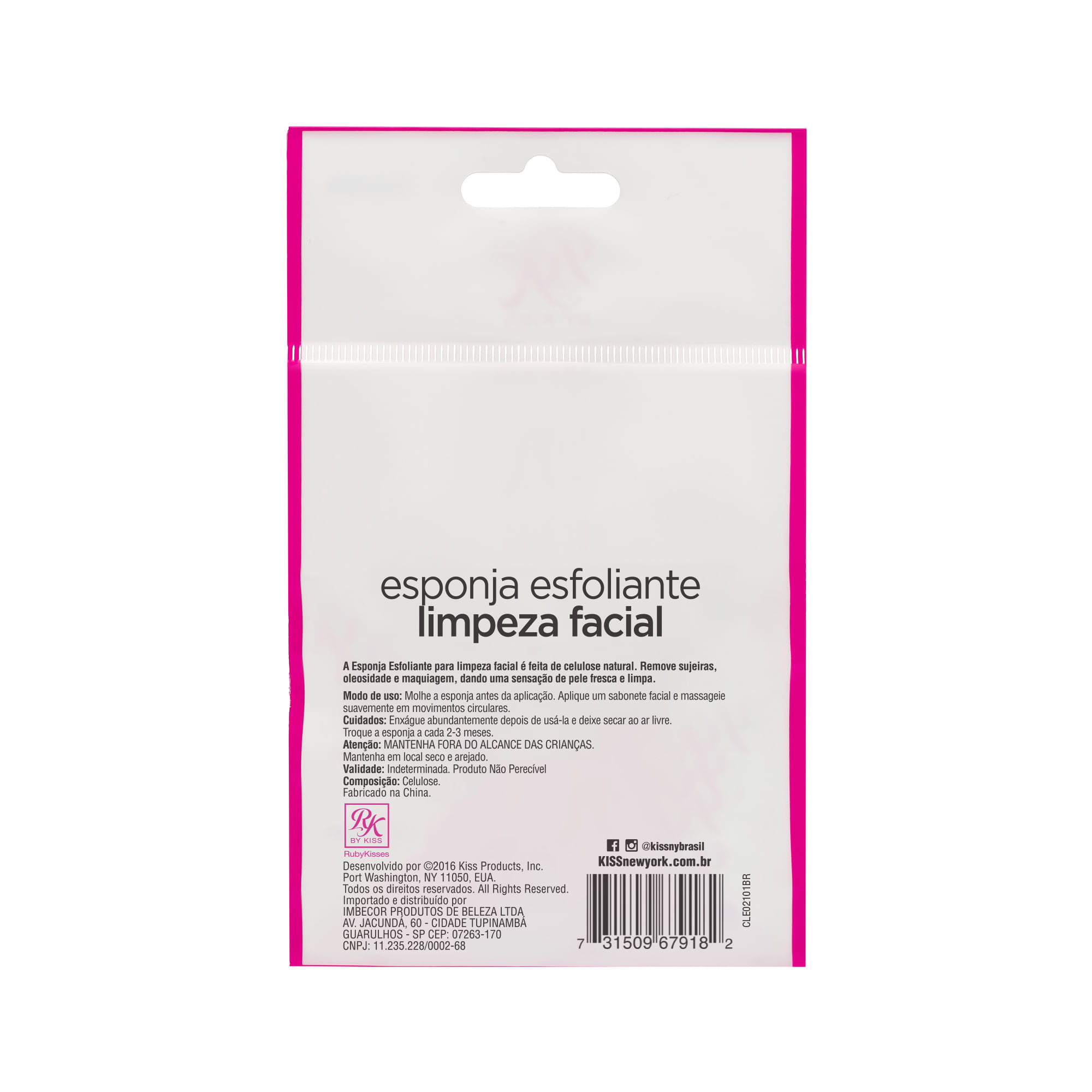 Esponja Esfoliante para Limpeza Facial Ruby Kisses