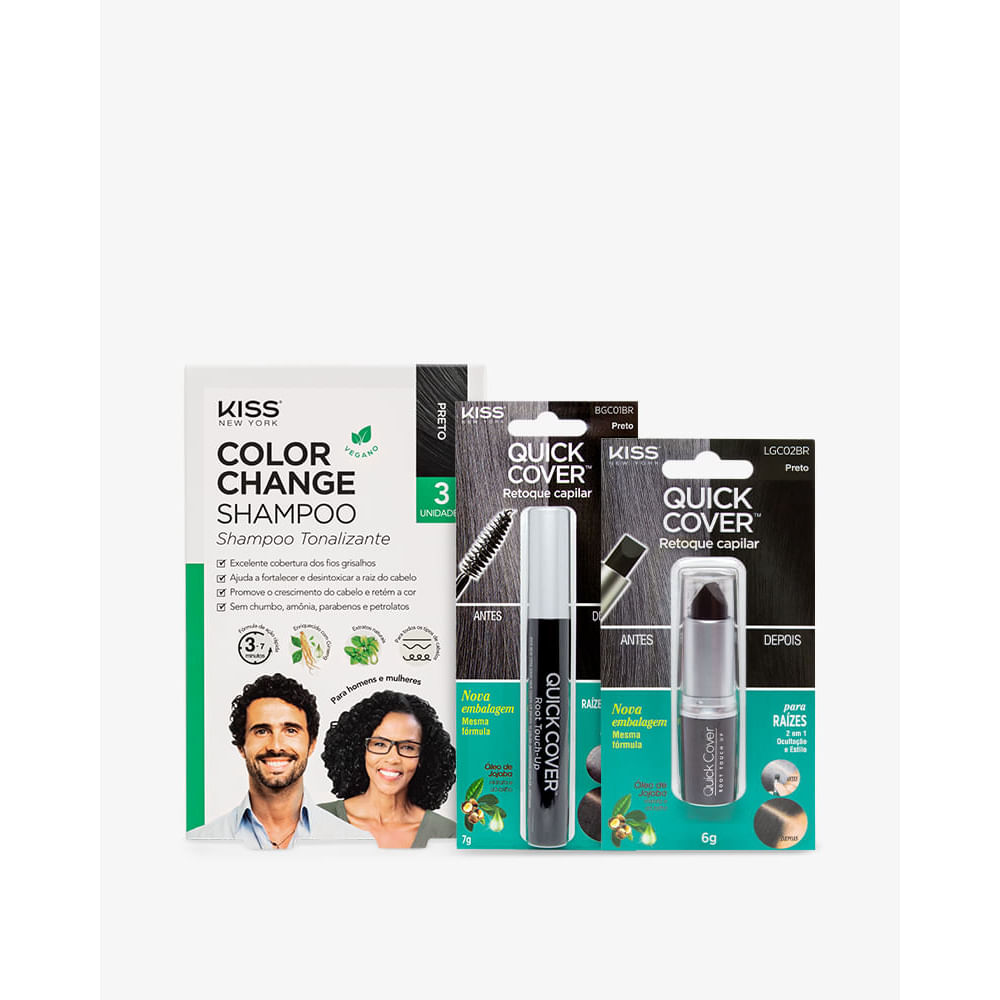 Kit Retoque Capilar Kiss New York Preto Preta
