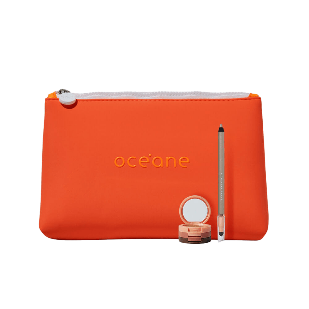 Kit Trio De Sombras Cooper Shine + Lápis Para Olhos Dourado + Nécessaire Neoprene 4you Laranja