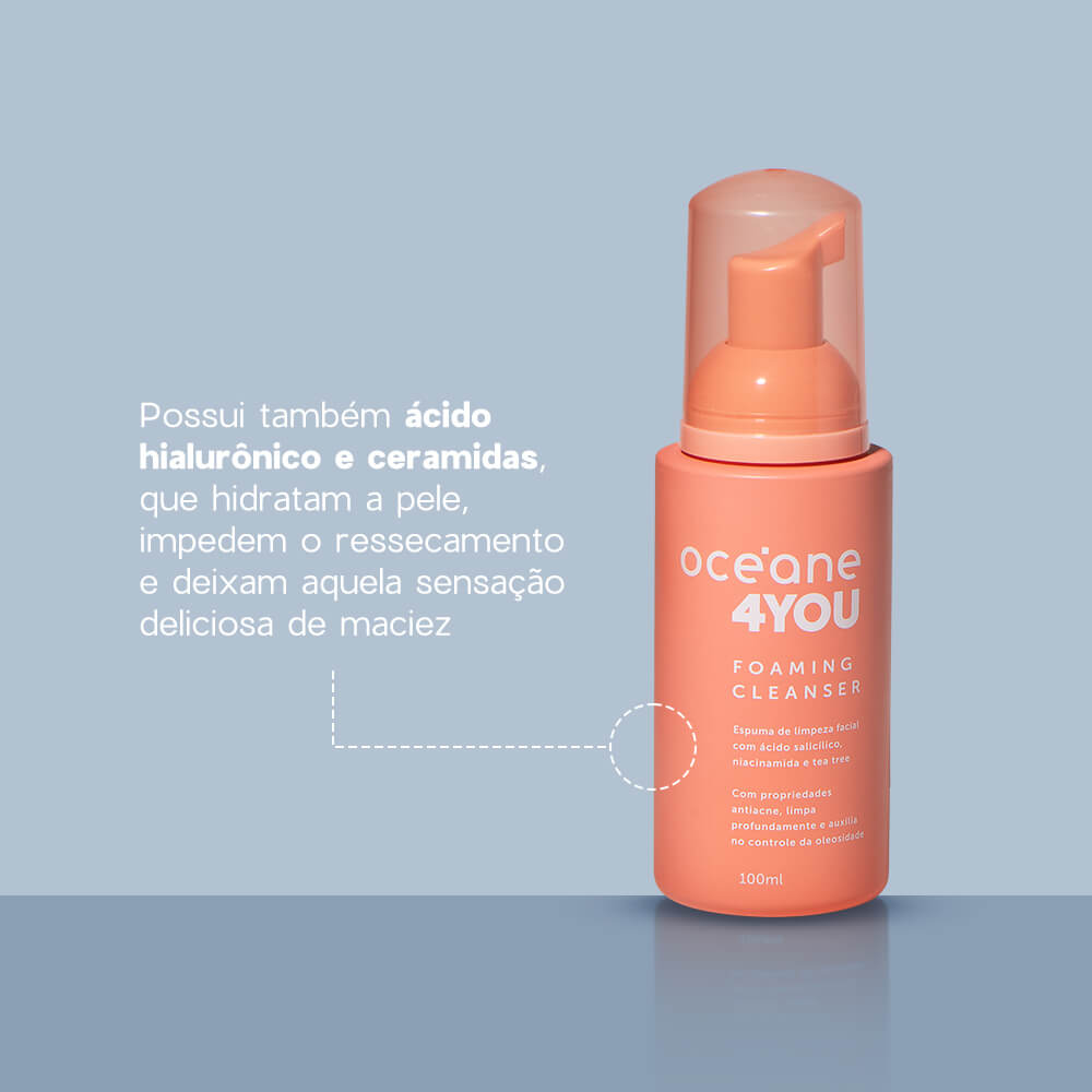 Espuma de Limpeza Facial Com Ácido Salicílico Foaming Cleanser 4you 100ml