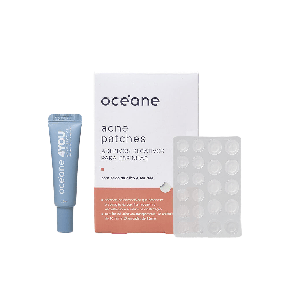 Kit Gel Secativo Para Espinhas Com Ácido Glicólico Acne Spot Gel Oceane 4you + Adesivos Secativos 22 Unidades