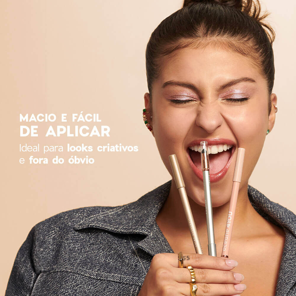 Kit Trio de Sombras Cooper Shine + Lápis Para Olhos Dourado + Nécessaire Neoprene 4you Laranja