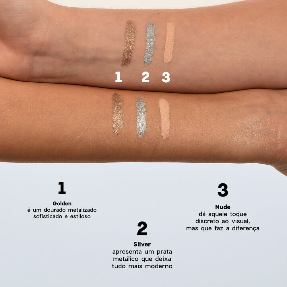 Kit Trio de Sombras Cooper Shine + Lápis Para Olhos Dourado + Nécessaire Neoprene 4you Laranja