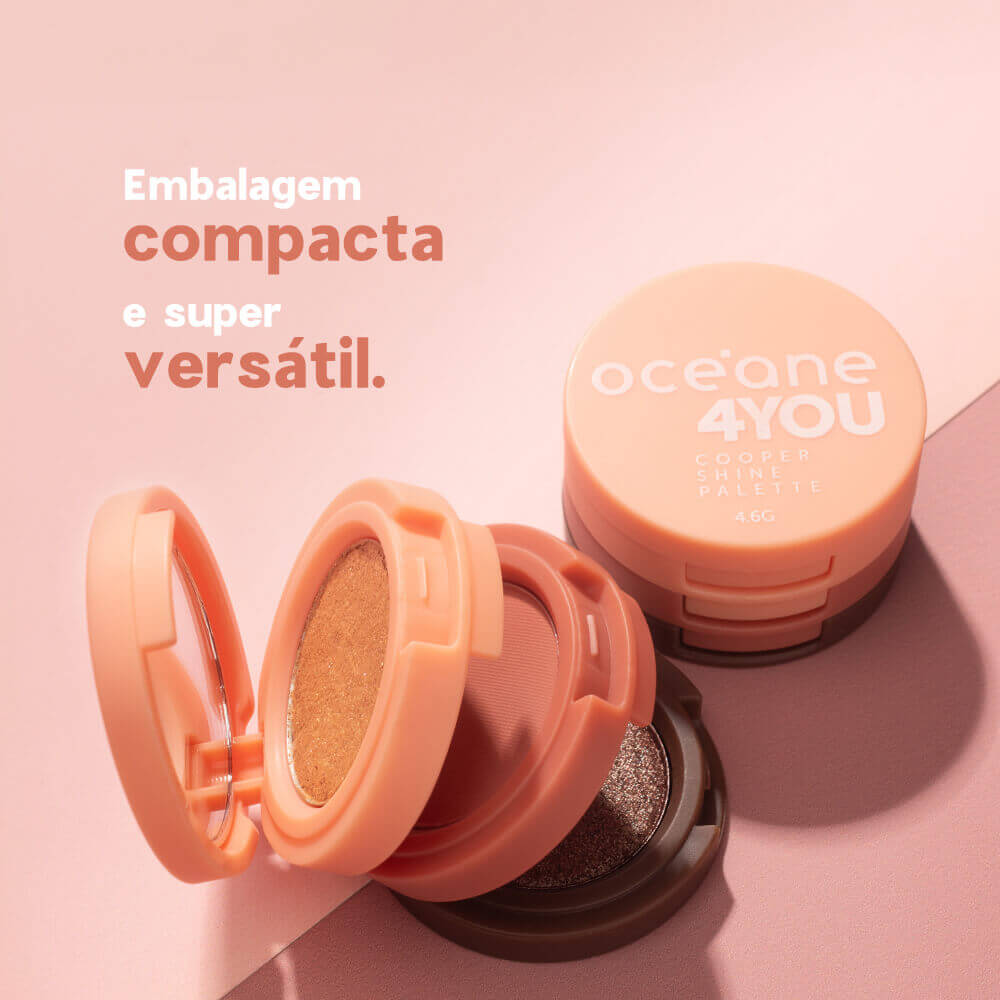 Kit Trio de Sombras Cooper Shine + Lápis Para Olhos Dourado + Nécessaire Neoprene 4you Laranja