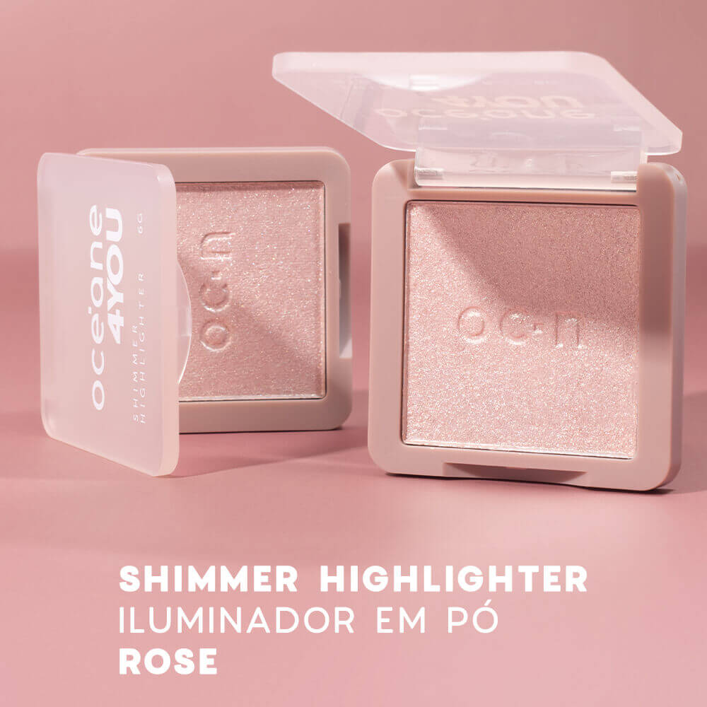 Kit Blush Cremoso Rosa + Iluminador Facial Rosado + Nécessaire Neoprene 4you Azul