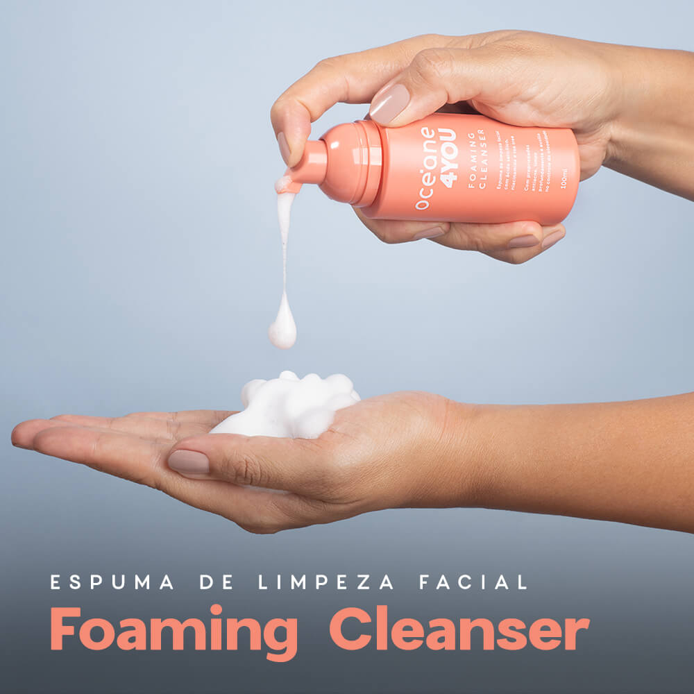 Kit Rotina De Skincare Oceane 4you Espuma de Limpeza Facial + Tônico Facial + Sérum + Hidratante Facial + Gel Secativo Para Espinhas + Esfoliante Labial