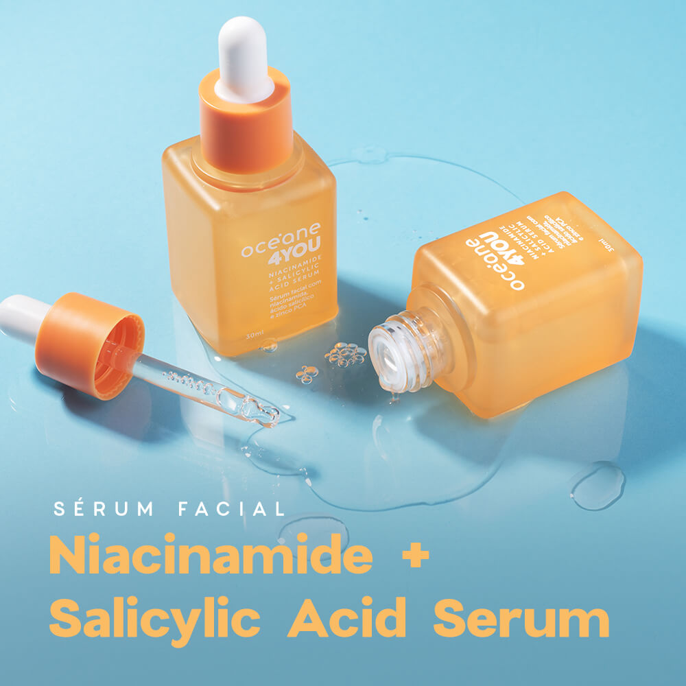 Kit Rotina De Skincare Oceane 4you Espuma de Limpeza Facial + Tônico Facial + Sérum + Hidratante Facial + Gel Secativo Para Espinhas + Esfoliante Labial