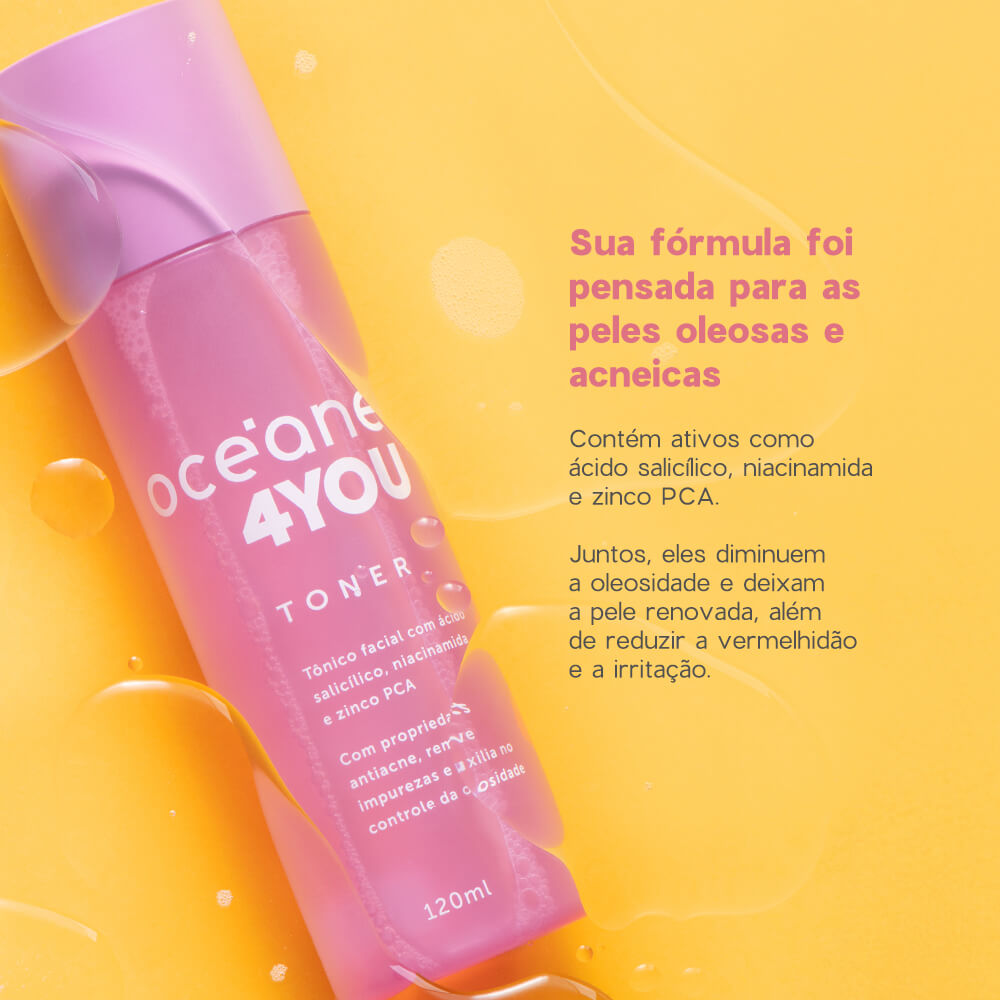 Tônico Facial Com Ácido Salicílico Oceane 4you Toner 120ml