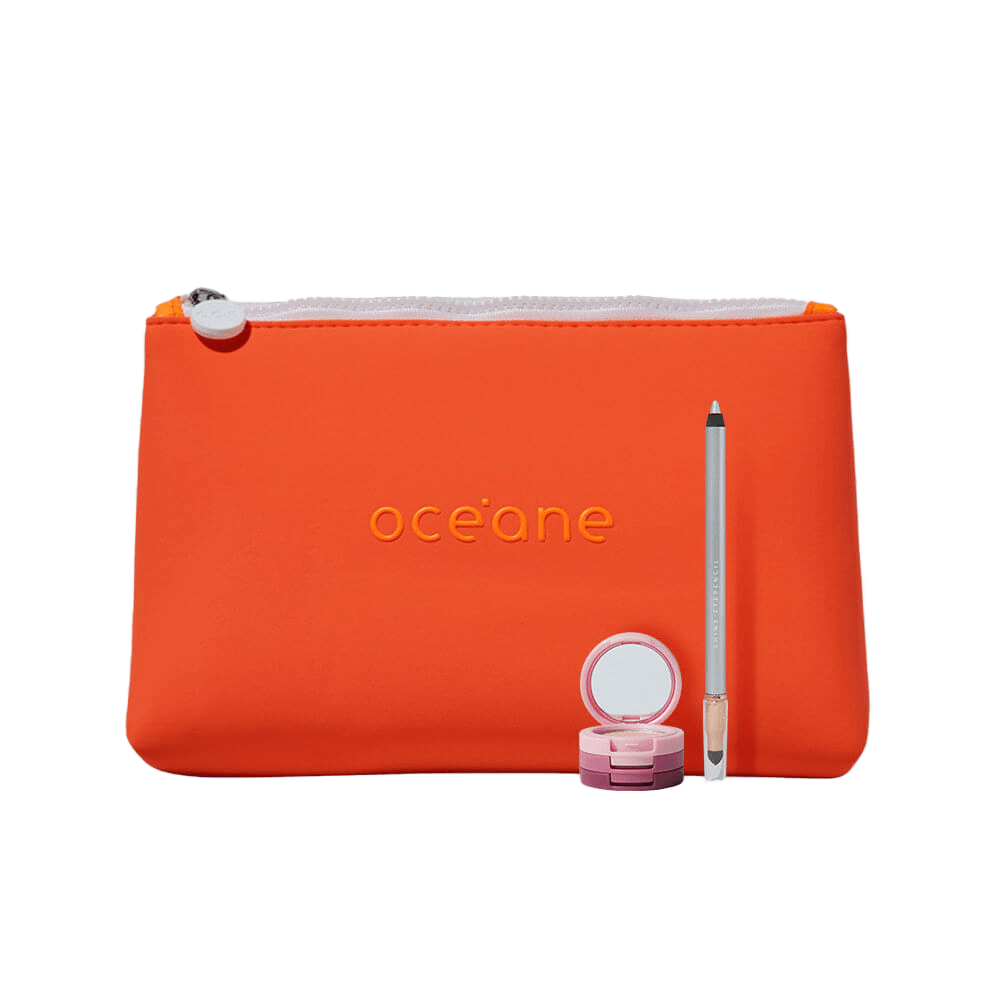 Kit Trio de Sombras Rose Sparkle + Lápis Para Olhos Prata + Nécessaire Neoprene 4you Laranja