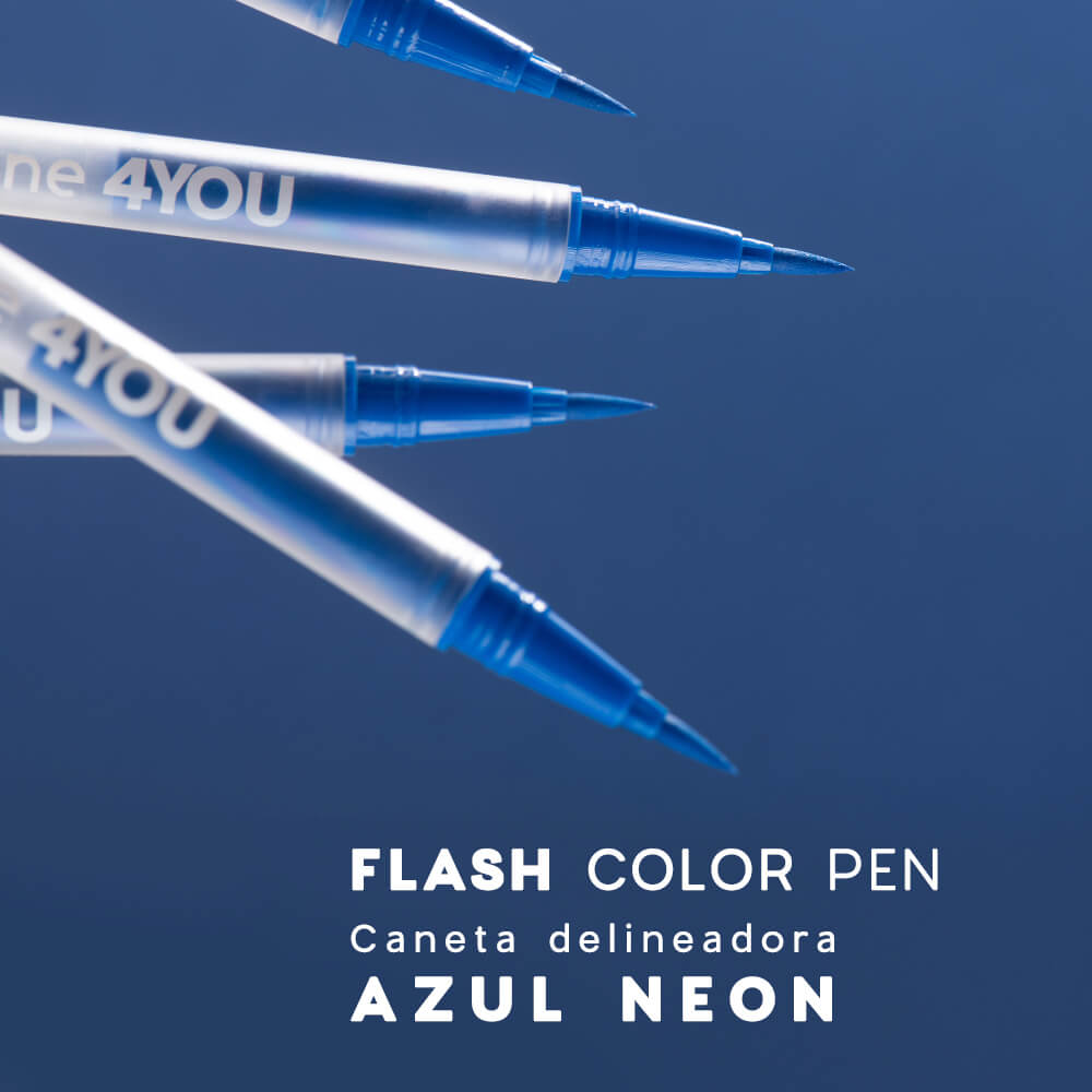 Kit Caneta Delineadora Flash Color Pen Neon 4you Amarelo + Azul + Rosa + Verde + Laranja