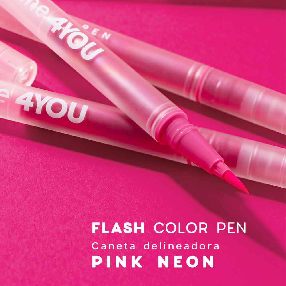 Kit Caneta Delineadora Flash Color Pen Neon 4you Amarelo + Azul + Rosa + Verde + Laranja