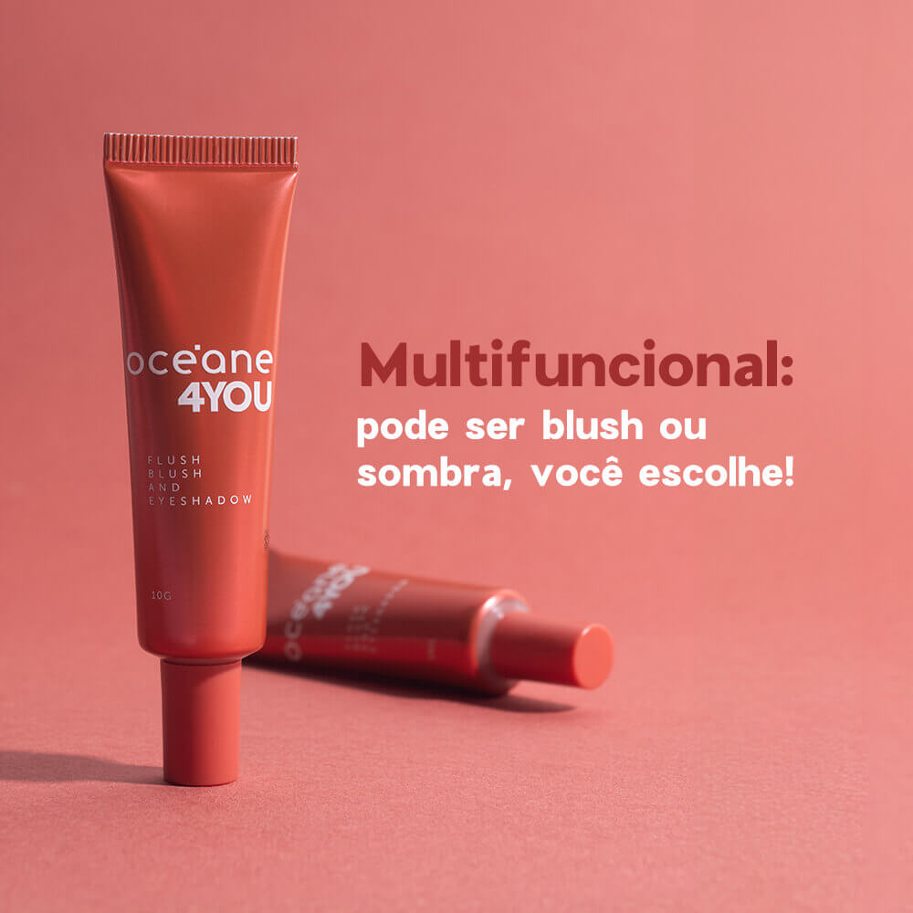 Kit Caneta Batom Rosa + Blush Líquido Laranja + Nécessaire Neoprene 4you Amarela
