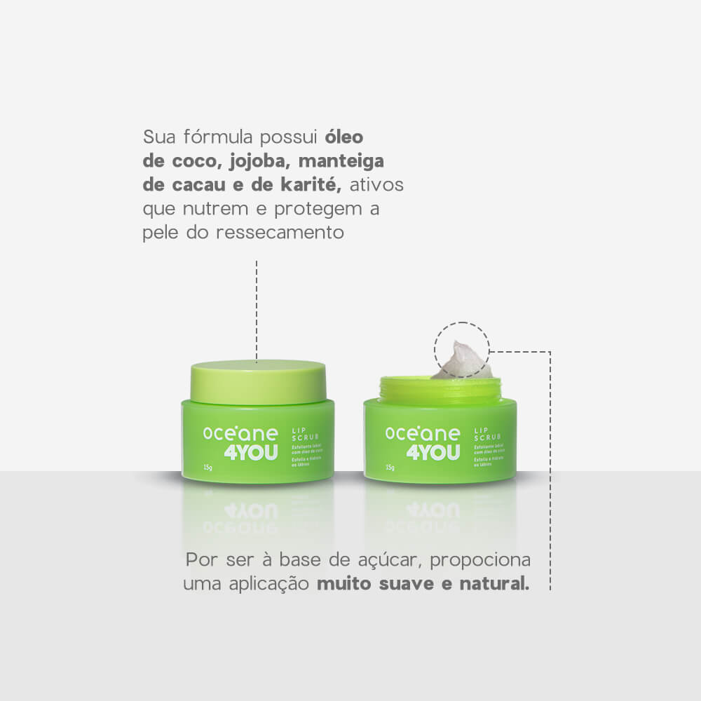 Esfoliante Labial Com Óleo de Coco Lip Scrub Oceane 4you 15g