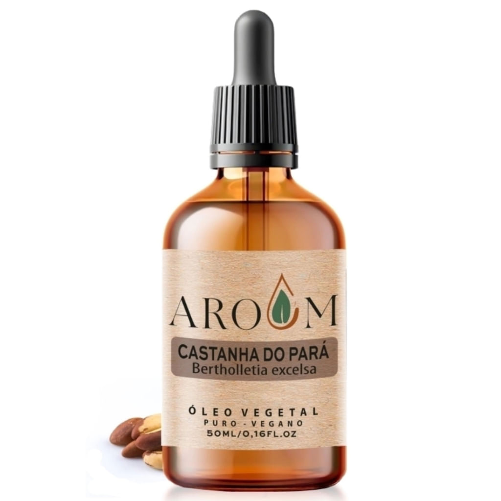 Óleo Vegetal de Castanha do Pará 50ML Hidratação Profunda + Cabelo + Pele + Carreador Aroom Aromaterapia