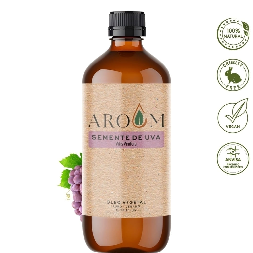 Óleo Vegetal Semente de Uva 1 Litro Aroom Aromaterapia