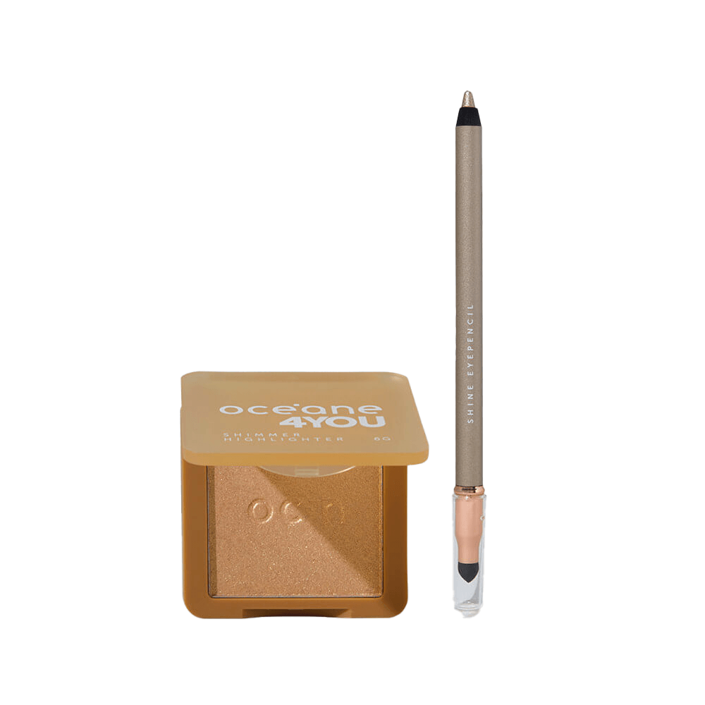 Kit Lápis Para Olhos Dourado + Iluminador Facial Dourado 4you (2 Produtos)