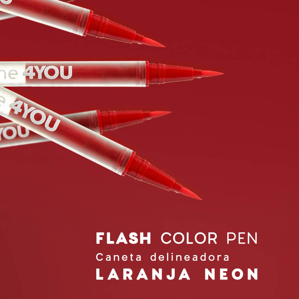 Caneta Delineadora Flash Color Pen 4you Océane Laranja Neon