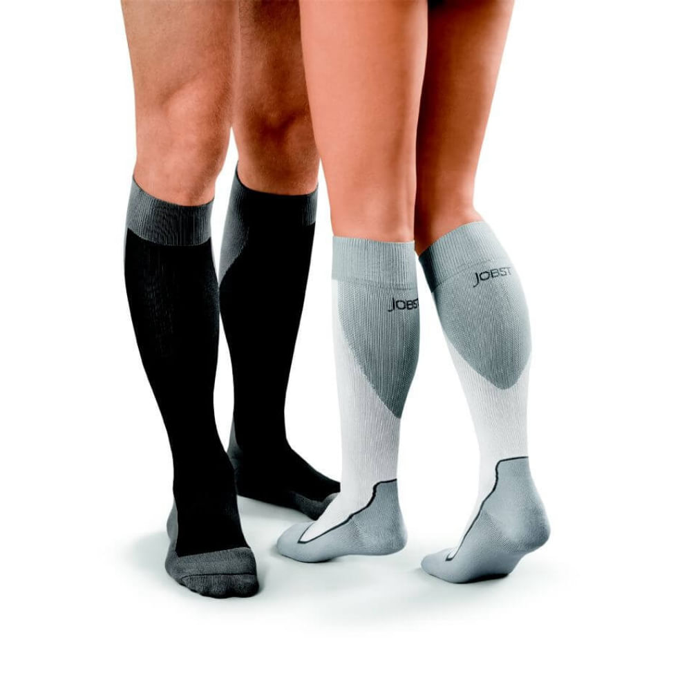 Meia Elástica Esportiva Panturrilha (3/4) Compressão 15-20mmhg Preta E Cinza Jobst Sport M M