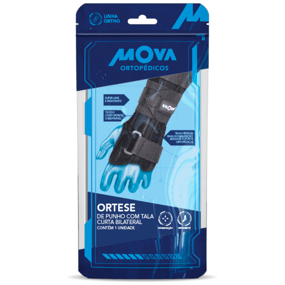 Órtese de Punho em Neoprene com Tala Curta Bilateral Mova Órtese de Punho em Neoprene com Tala Curta Bilateral Mova GG