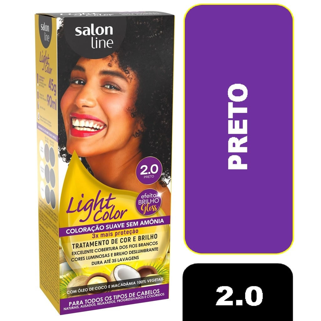 Tintura Salon Line Light Color Cor2.0 Preto