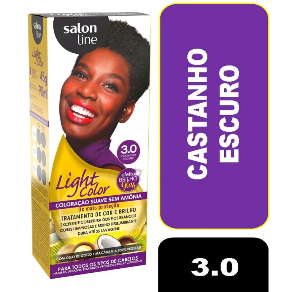 Tintura Salon Line Light Color Cor3.0 Castanho Escuro