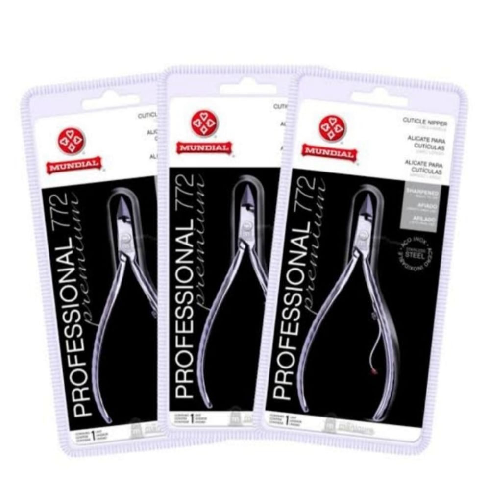 Kit c/3 unidades Alicate cuticula inox 722 professional premium mundial
