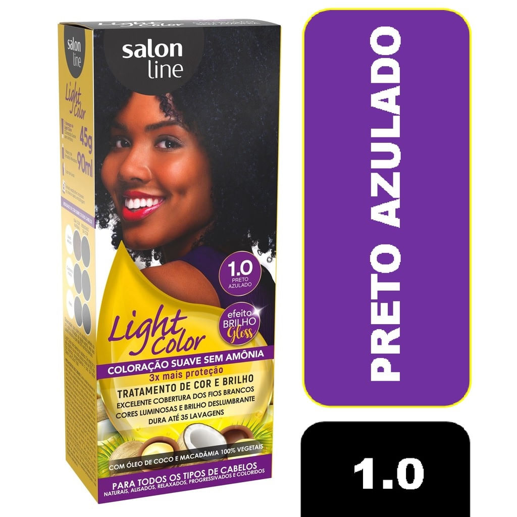 Tintura Salon Line Light Color Cor1.0 Preto Azulado