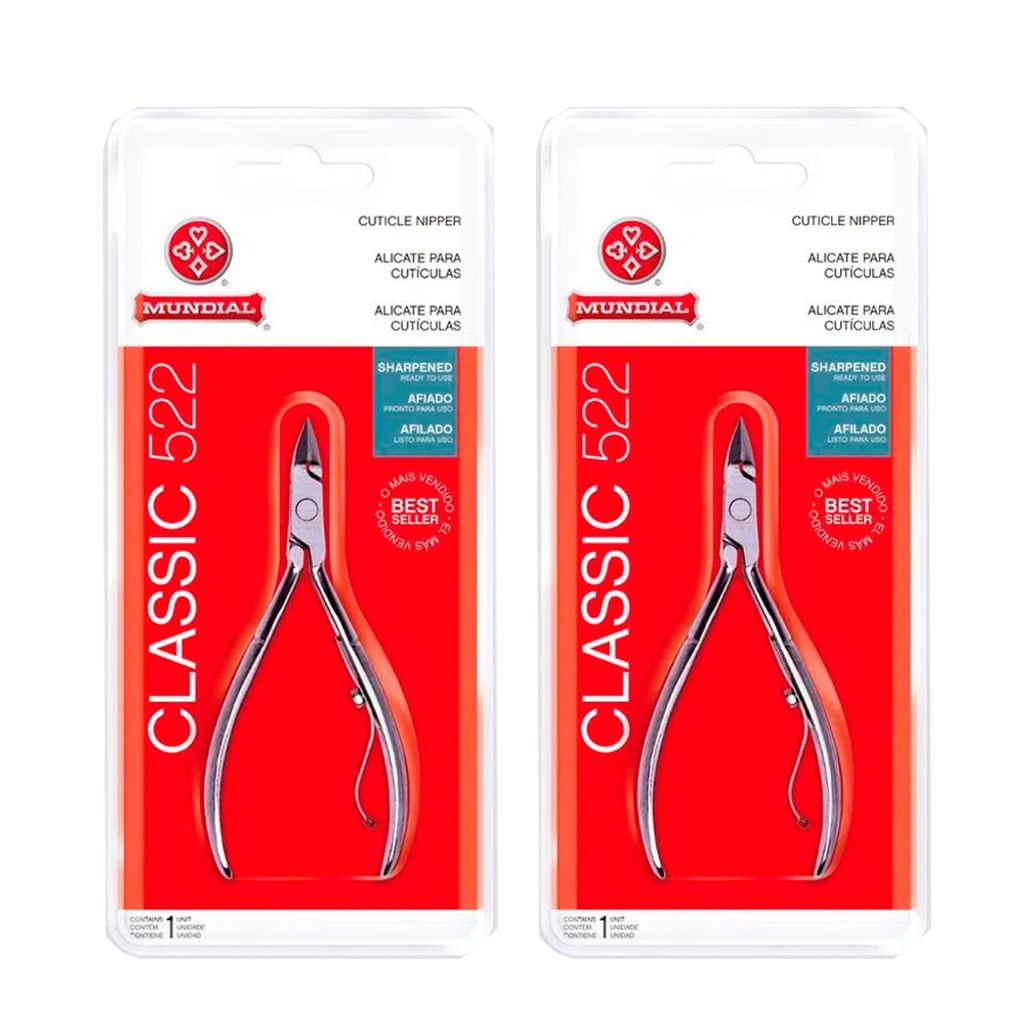 Kit 2 Alicates Cutícula Mundial 522 Classic Afiado Best Seller