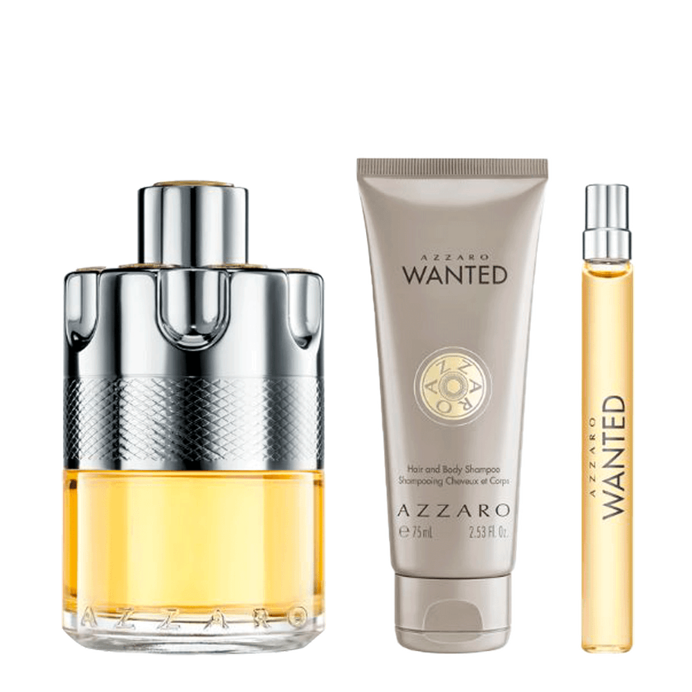 Kit Azzaro Wanted Eau De Toilette 100ml + Eau De Toilette 10ml + Shampoo 75ml