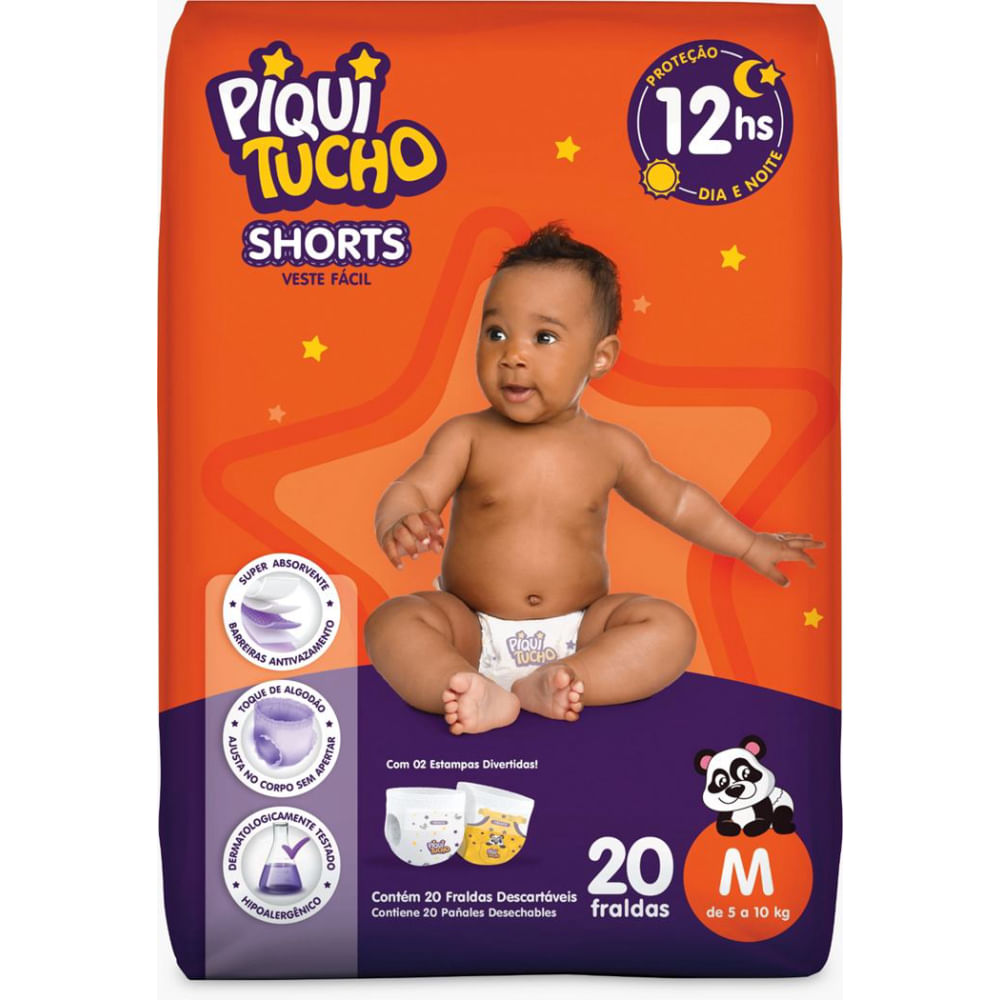 Fralda Shorts Piquitucho Jumbinho (M) 20 Unid