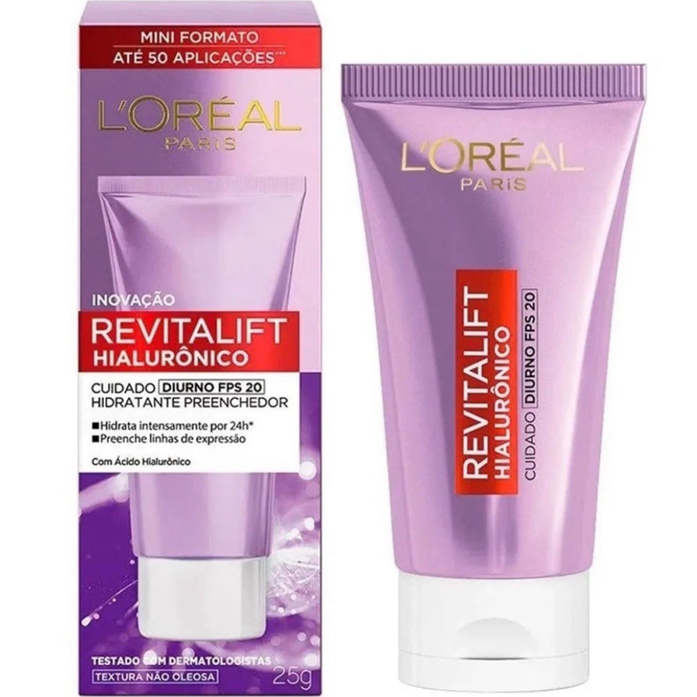 Creme Facial Loreal Paris Revitalift Diurno Fps 20 Hialurônico Hidratante Preenchedor Antirrugas Anti-idade 25g