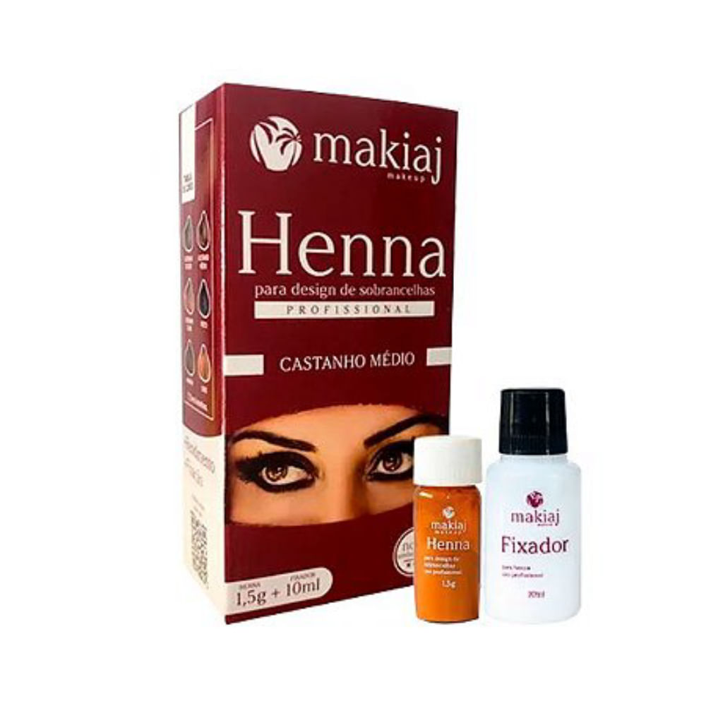 Henna para Sobrancelha Castanho Médio Makiaj 1,5g